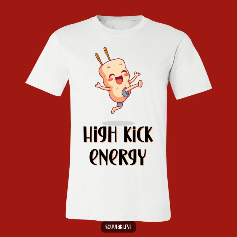 Funny Souvlaki Kick T-Shirt: Martial Arts Skewer Character Tee