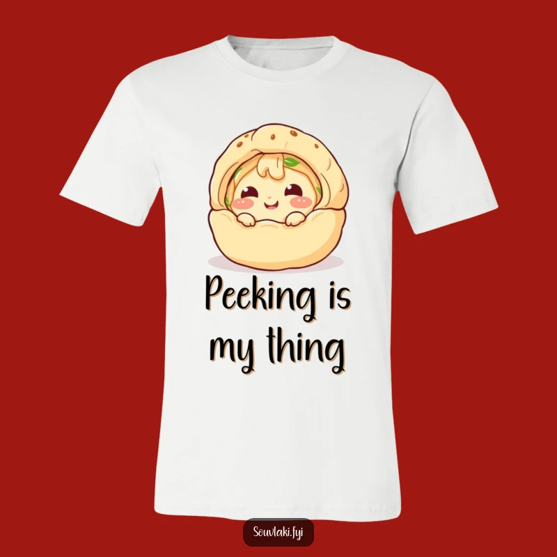 Funny Spanakopita Peek T-Shirt: Giggling Pastry Peeks Out, Great Funny Gift