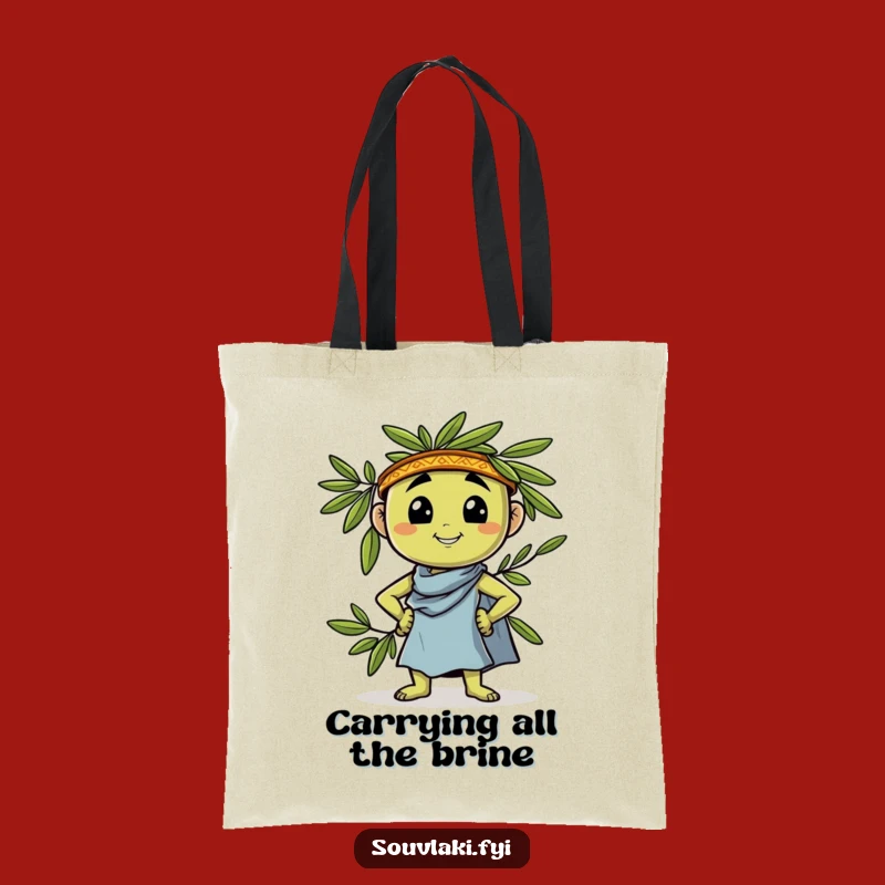 Funny Greek Olive Pose Tote Bag: Confident Olive Carries Humor, Great Funny Gift
