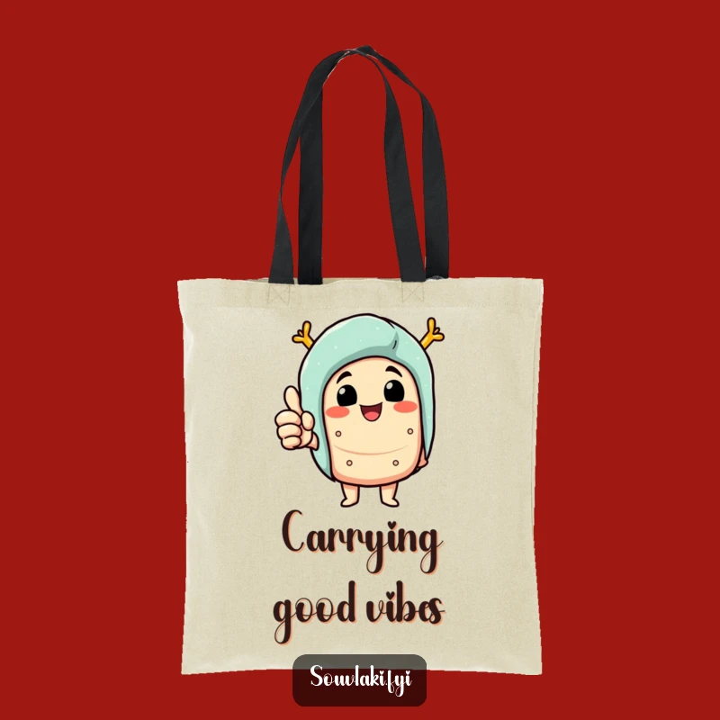 Funny Souvlaki Thumbs Up Tote Bag: Delighted Character - Humorous Carry-All Gift