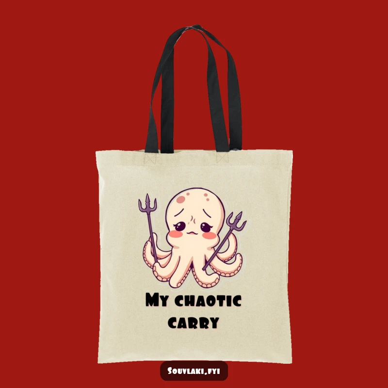 Funny Octopus Trident Tote Bag - Confused Character Accessory, Ideal Funny Gift!