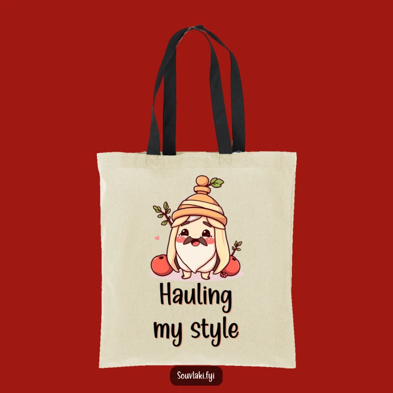 Carry your essentials in this funny and stylish souvlaki tote bag, complete with a charming amphora hat. Ideal for Greek food fans!