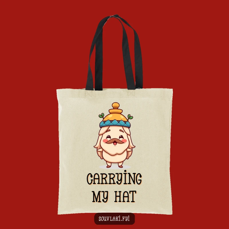 Funny Souvlaki Hat Tote Bag - Chic Greek Food Cartoon Accessory, Perfect Present