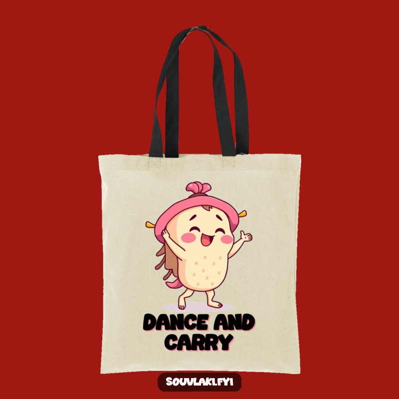 Funny Souvlaki Jig Tote Bag: Dance Skewer Character, Ideal Humorous Gift